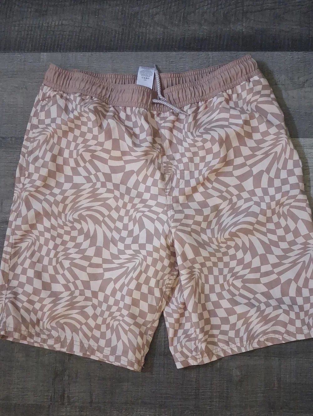 wonder nation Beige and Cream Swirl Print Swim Trunks